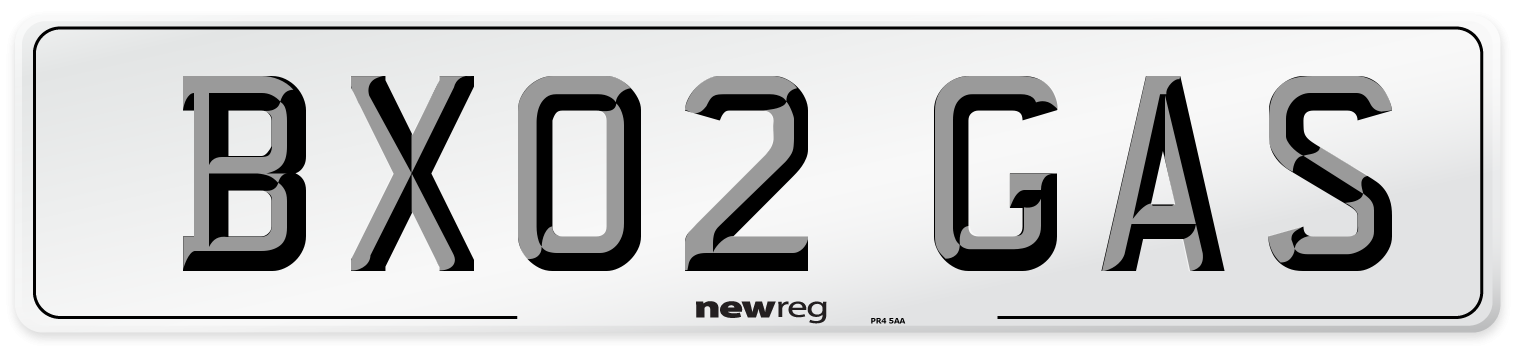 BX02 GAS Number Plate from New Reg